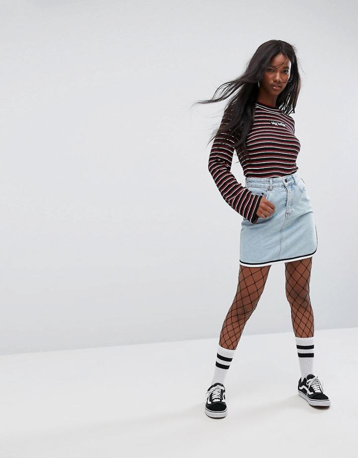 The Ragged Priest Denim Skirt With Extreme Side Split - Blue