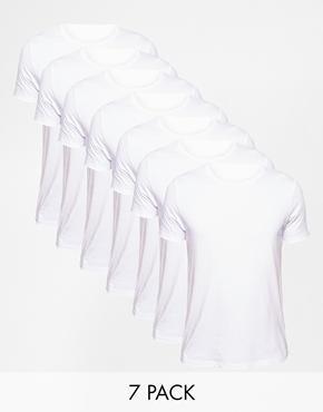 Asos T-shirt With Crew Neck 7 Pack Save 29% - White