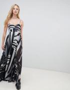 Religion Cami Maxi Dress In Zebra Print - Gray