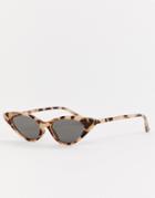 Asos Design Cat Eye Sunglasses In Milky Tort-brown