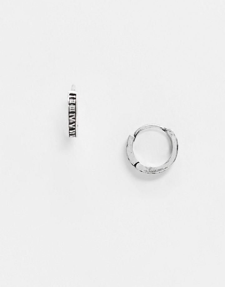 Asos Design Roman Numeral Hoop In Silver Tone