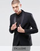 Only & Sons Skinny Tuxedo Dinner Jacket With Stretch - Black