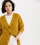 Only Textured Cardigan In Mustard-yellow