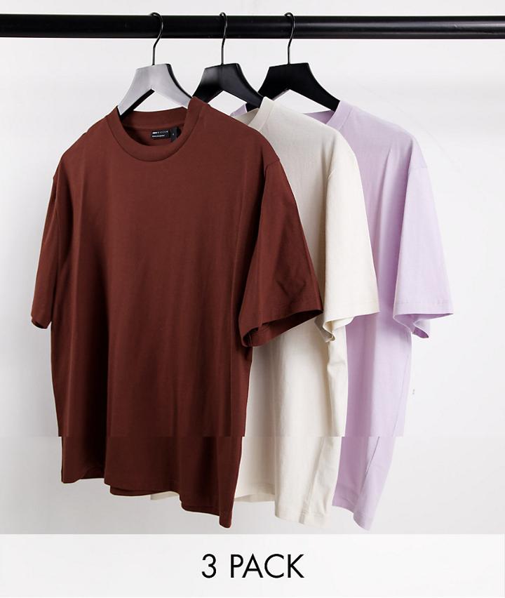Asos Design 3 Pack Relaxed Fit T-shirt In Multi