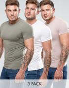Asos 3 Pack Extreme Muscle Crew T-shirt Save - Multi