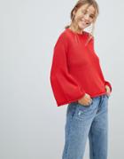 Only Sana Bell Sleeved Knit Sweater - Red