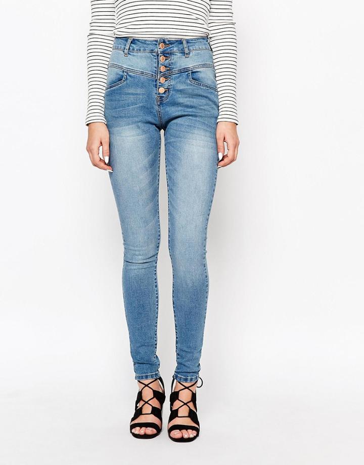 Lost Ink High Waist Skinny Jeans - Indigo
