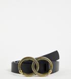 Asos Design Curve Double Snake Buckle Waist And Hip Belt In Black