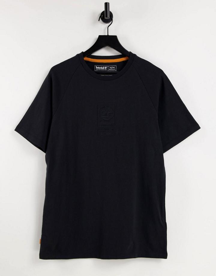 Timberland Stack Logo Heavyweight T-shirt In Black