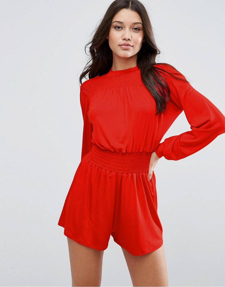 Asos High Neck Sheered Romper - Multi