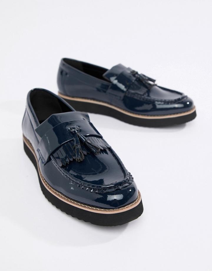 Truffle Collection Patent Tassel Loafers-navy