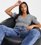 Influence Petite Crop Top Set In Gingham-black