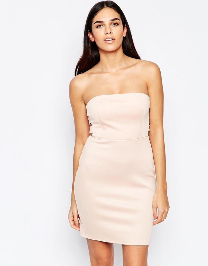 Oh My Love Side Tab Body-conscious Dress - Blush