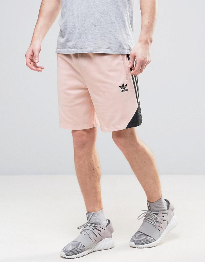 Adidas Originals Ornamental Block Shorts With Printed Panel Cf5316 - Pink