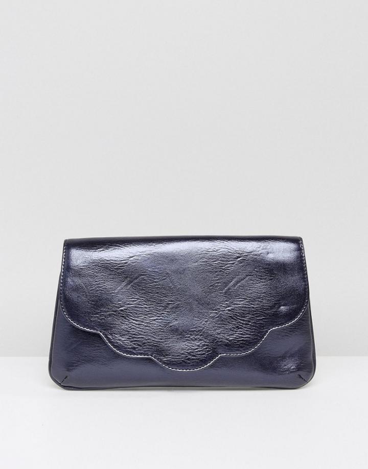Asos Metallic Scallop Clutch Bag - Blue