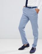 Asos Design Wedding Skinny Suit Pants In Light Blue Herringbone