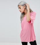 Asos Petite Off Shoulder T-shirt In Rib - Pink