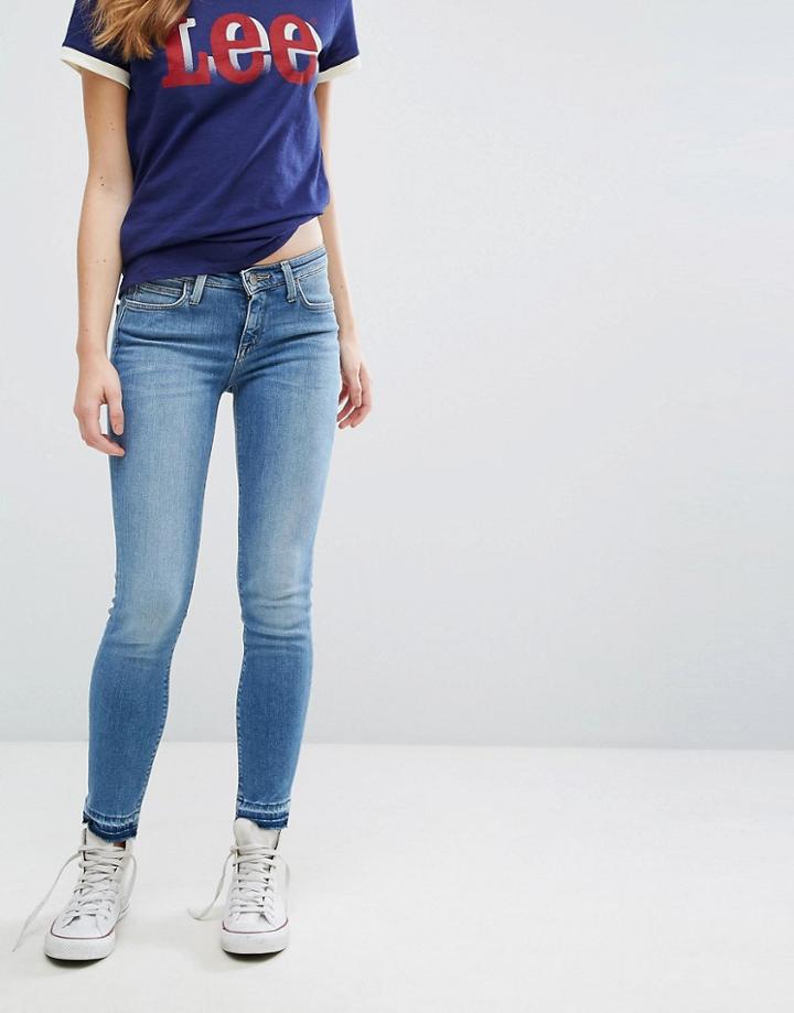 Lee Scarlett Regular Waist Skinny Jean With Raw Hem - Blue