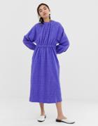 Asos White Textured Gathered Neck Dress-purple
