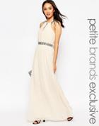 Little Mistress Petite Embellished Halter Maxi Dress - Cream