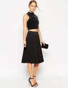 Asos Midi Skirt In Scuba Fabric - Black