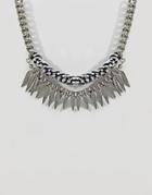 Missguided Leaf Sparkle Chain Necklace - Silver
