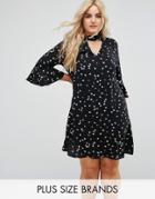 Alice & You Smock Dress With Choker Neck Detail In Star Print - Black