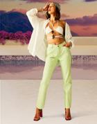 Asos Design Mid Rise '90's' Straight Leg Jeans In Lime-green