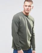 Asos Sweatshirt With Fixed Hem In Khaki - Rifle Green