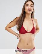 South Beach Mix And Match Red Triangle Bikini Top - Red