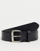 Polo Ralph Lauren Leather Belt In Black With Silver Foil Logo
