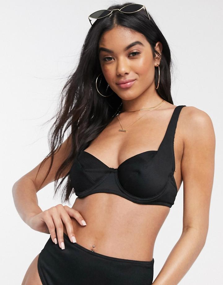 Missguided Underwired Bikini Top In Black