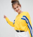 Pull & Bear Sweat With Blue Side Stripe-yellow