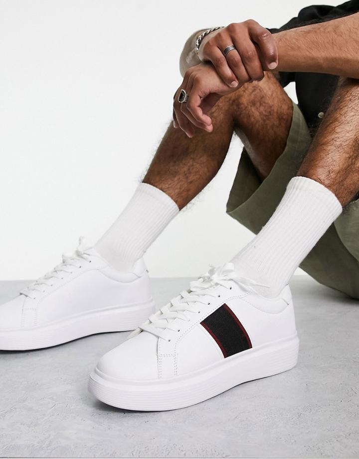 Truffle Collection Minimal Side Stripe Sneakers In White