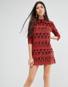 Goldie Sixties Vibe A Line Dress In Lace - Orange