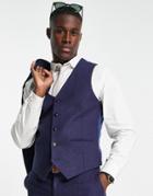 Harry Brown Wedding Tweed Slim Fit Vest-blue