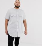 Asos Design Plus Regular Fit Super Longline Shirt In Gray - Gray