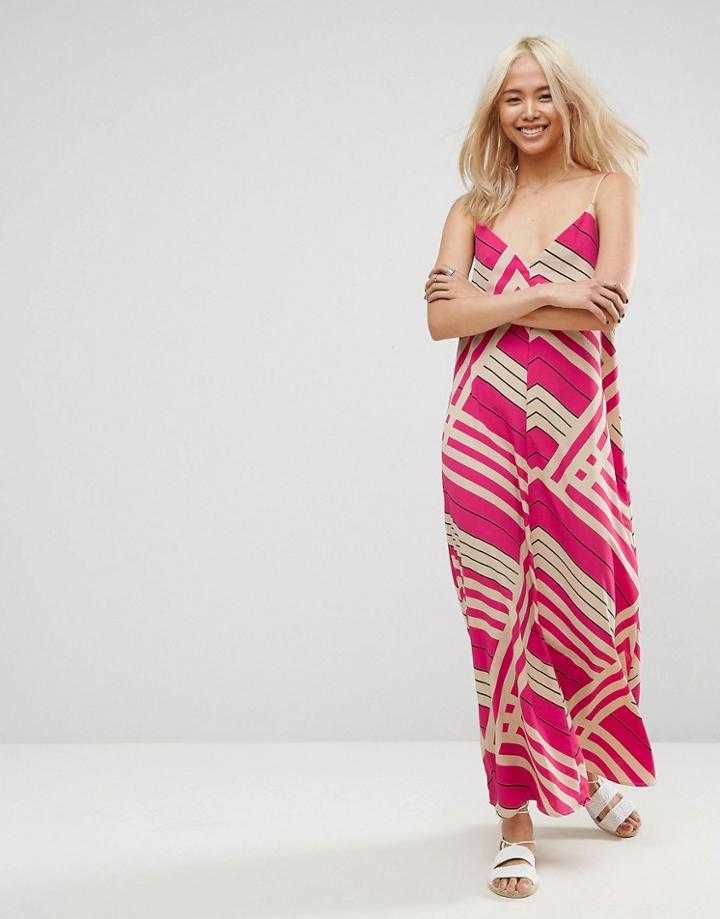 Asos Maxi Dress In Cut About Stripe - Multi