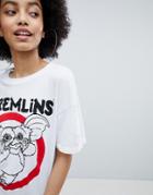 Bershka Organic Cotton Gremlins T-shirt - White