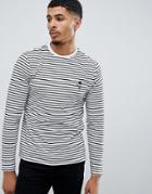 New Look Long Sleeve T-shirt With Rose Embroidery In White Stripe - White