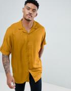 Asos Design Oversized Viscose Batwing Sleeve Shirt In Mustard - Yellow