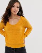 Abercrombie & Fitch Scoop Knit Sweater-yellow