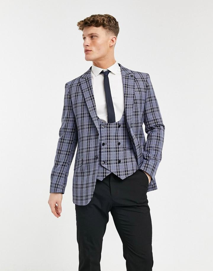 Original Penguin Plaid Slim Fit Suit Jacket-blues