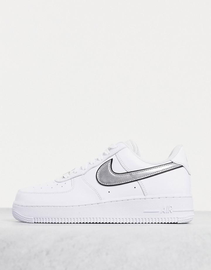 Nike Air Force 1 '07 Ess Sneakers In White/metallic Silver