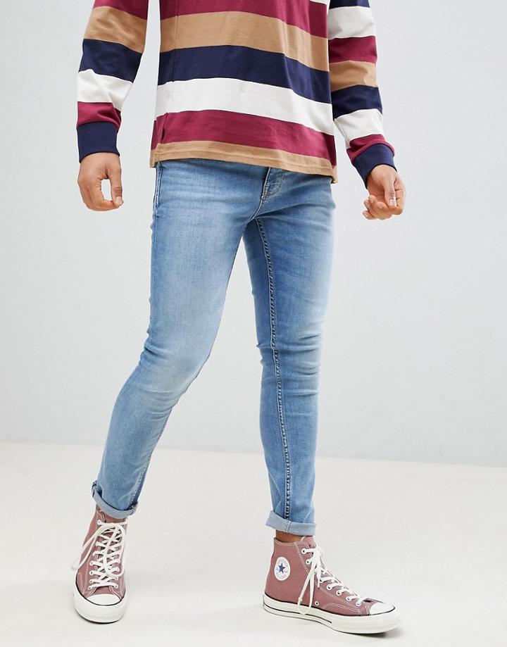 Stradivarius Super Skinny Jeans In Mid Blue - Blue