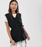Monki Longline Sleeveless Belted Tank In Black - Black