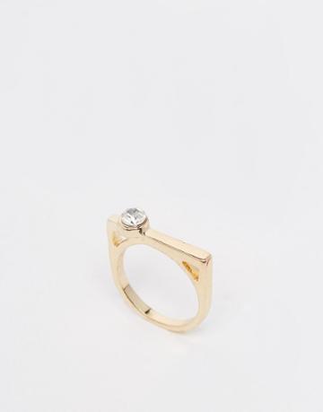 Asos Stationed Stone Fine Ring - Gold