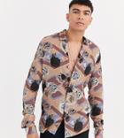 Asos Design Tall Regular Fit Shirt In Floral Geometric Print