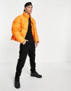 Topman Recycled Quilted Puffer Jacket In Orange