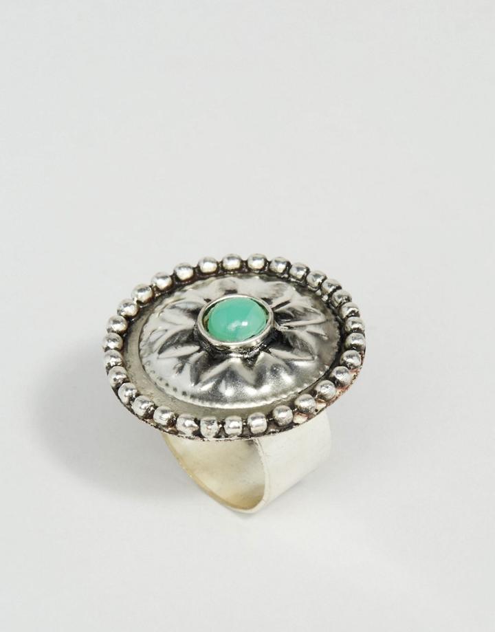 Asos Festival Stone Burst Ring - Green